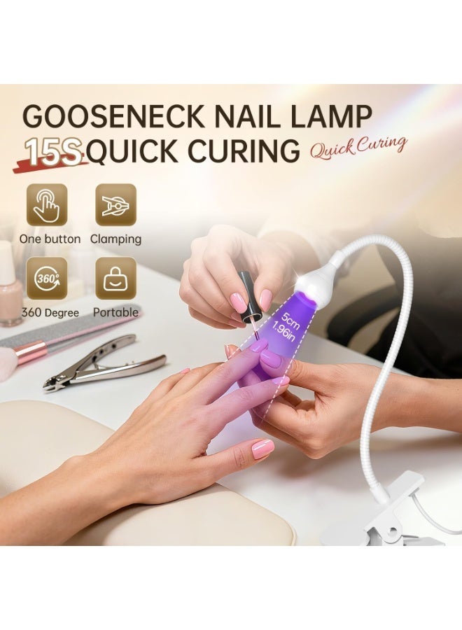 DOLOLO 3W LED Nail Lamp, 4 Dimming Level, Flexible Gooseneck, Quick-Dry, Portable Gel Polish Curing Light for DIY & Professional Manicures (White) - Image 4